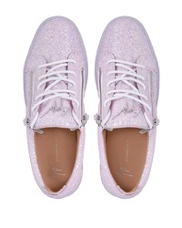 rosa verzierte Pailletten niedrige Sneakers von Giuseppe Zanotti