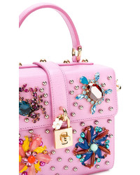 rosa verzierte Satchel-Tasche aus Leder von Dolce & Gabbana