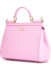 rosa verzierte Satchel-Tasche aus Leder von Dolce & Gabbana