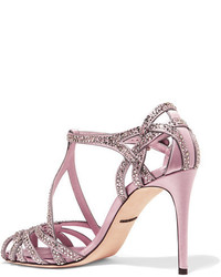 rosa verzierte Satinsandalen von Dolce & Gabbana