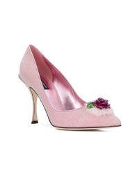 rosa verzierte Segeltuch Pumps von Dolce & Gabbana