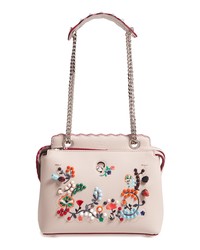 rosa verzierte Shopper Tasche aus Leder