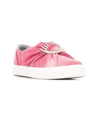 rosa verzierte Slip-On Sneakers aus Jeans von Chiara Ferragni