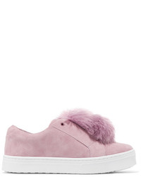 rosa verzierte Slip-On Sneakers aus Wildleder