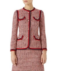 rosa verzierte Tweed-Jacke