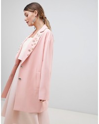 rosa verzierter Mantel von ASOS DESIGN
