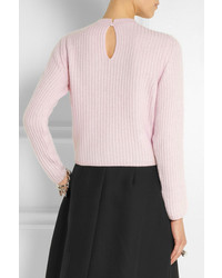 rosa verzierter Pullover mit einem Rundhalsausschnitt von Miu Miu