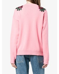 rosa verzierter Pullover mit einem Rundhalsausschnitt von Gucci