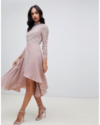 rosa verziertes ausgestelltes Kleid von ASOS DESIGN