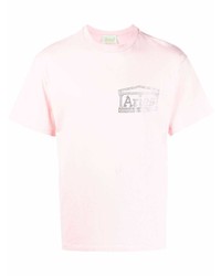 rosa verziertes T-Shirt mit einem Rundhalsausschnitt von Aries