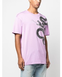 rosa verziertes T-Shirt mit einem Rundhalsausschnitt von Philipp Plein