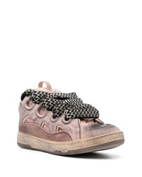 rosa Wildleder niedrige Sneakers von Lanvin