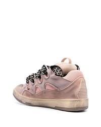 rosa Wildleder niedrige Sneakers von Lanvin