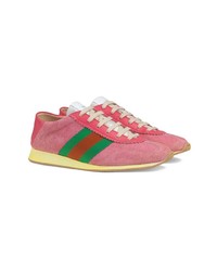rosa Wildleder niedrige Sneakers von Gucci