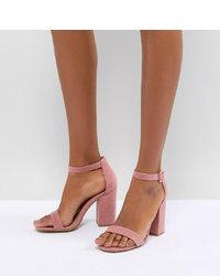 rosa Wildleder Sandaletten von New Look