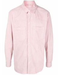 rosa Wildlederlangarmhemd