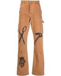 rotbraune bedruckte Jeans von Amiri