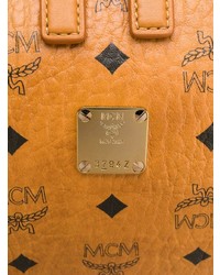 rotbraune bedruckte Leder Reisetasche von MCM