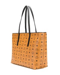 rotbraune bedruckte Shopper Tasche aus Leder von MCM