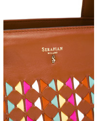 rotbraune bedruckte Shopper Tasche aus Leder von Serapian