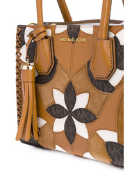 rotbraune bedruckte Shopper Tasche aus Leder von MICHAEL Michael Kors