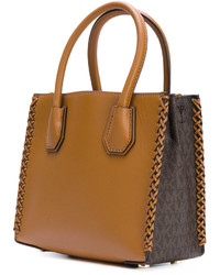 rotbraune bedruckte Shopper Tasche aus Leder von MICHAEL Michael Kors