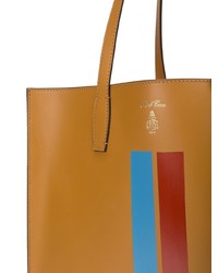 rotbraune bedruckte Shopper Tasche aus Leder von MARK CROSS