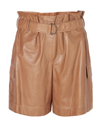 rotbraune Bermuda-Shorts aus Leder