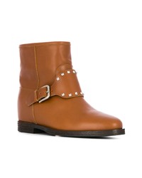 rotbraune beschlagene Leder Stiefeletten von Via Roma 15