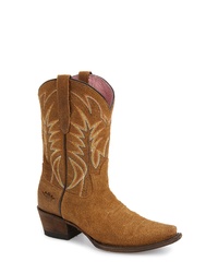 rotbraune bestickte Cowboystiefel aus Leder