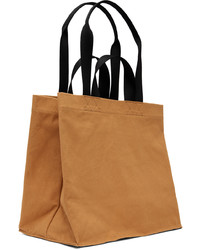 rotbraune bestickte Shopper Tasche aus Segeltuch von MAISON KITSUNÉ