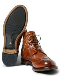 rotbraune Brogue Stiefel aus Leder von Officine Creative