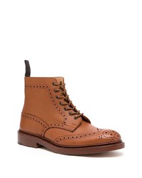 rotbraune Brogue Stiefel aus Leder von Tricker's