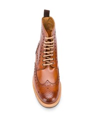 rotbraune Brogue Stiefel aus Leder von Berwick Shoes