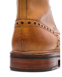 rotbraune Brogue Stiefel aus Leder von Grenson