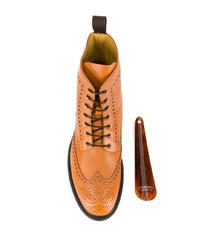 rotbraune Brogue Stiefel aus Leder von Scarosso