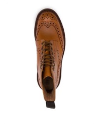 rotbraune Brogue Stiefel aus Leder von Tricker's