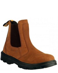 rotbraune Chelsea Boots aus Leder von Amblers Safety