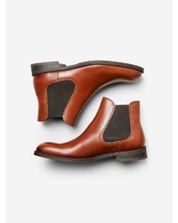 rotbraune Chelsea Boots aus Leder von Selected Homme