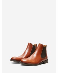 rotbraune Chelsea Boots aus Leder von Selected Homme