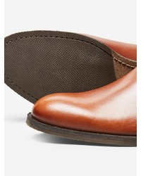 rotbraune Chelsea Boots aus Leder von Selected Homme