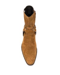 rotbraune Chelsea Boots aus Leder von Saint Laurent