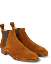 rotbraune Chelsea Boots aus Wildleder von Edward Green