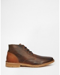 rotbraune Chukka-Stiefel aus Leder von Jack and Jones