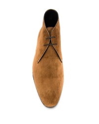 rotbraune Chukka-Stiefel aus Wildleder von Saint Laurent
