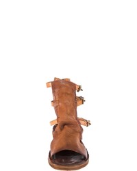 rotbraune flache Sandalen aus Leder von A.S.98