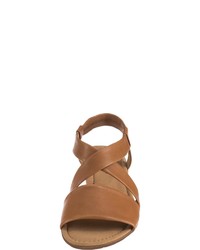 rotbraune flache Sandalen aus Leder von Gabor
