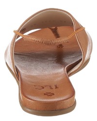 rotbraune flache Sandalen aus Leder von ILC
