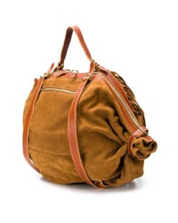 rotbraune Shopper Tasche aus Wildleder mit Fransen von Il Bisonte