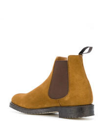 rotbraune Gummi Chelsea Boots von Church's